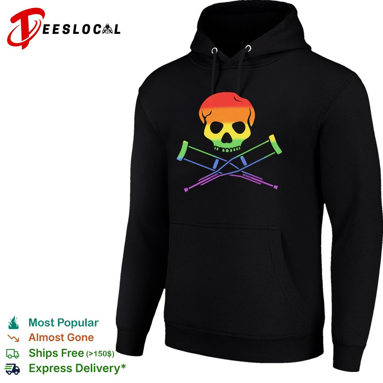 Rainbow Skull with Crutches Pride shirt