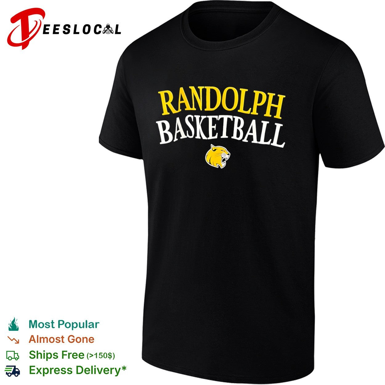 Randolph Wildcat Basketball Mascot Logo shirt