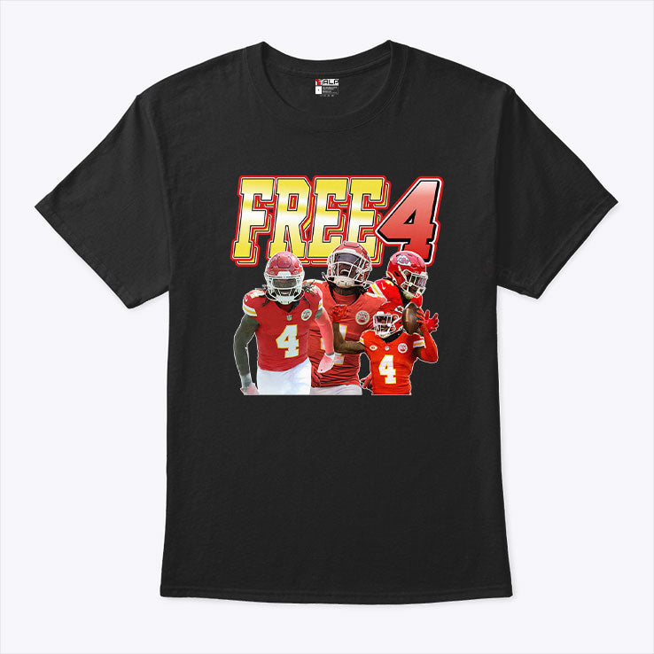 Rashee Rice Free 4 Kansas City Chiefs Football T Shirt
