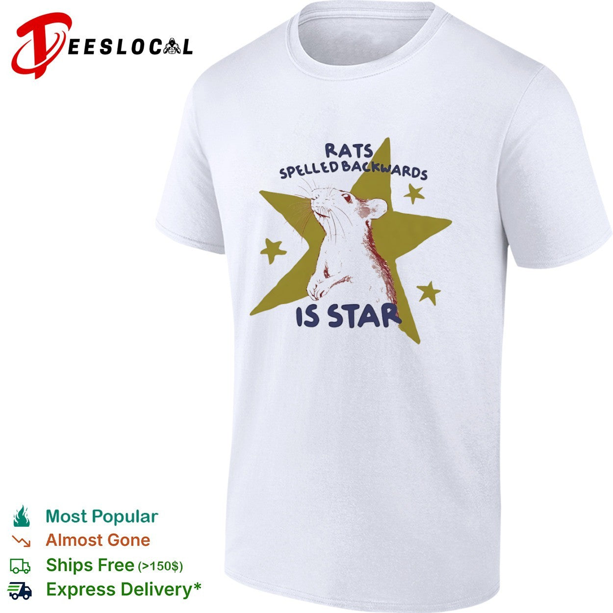 Rats spelled backwards is star rodent star funny wordplay pun nature art shirt