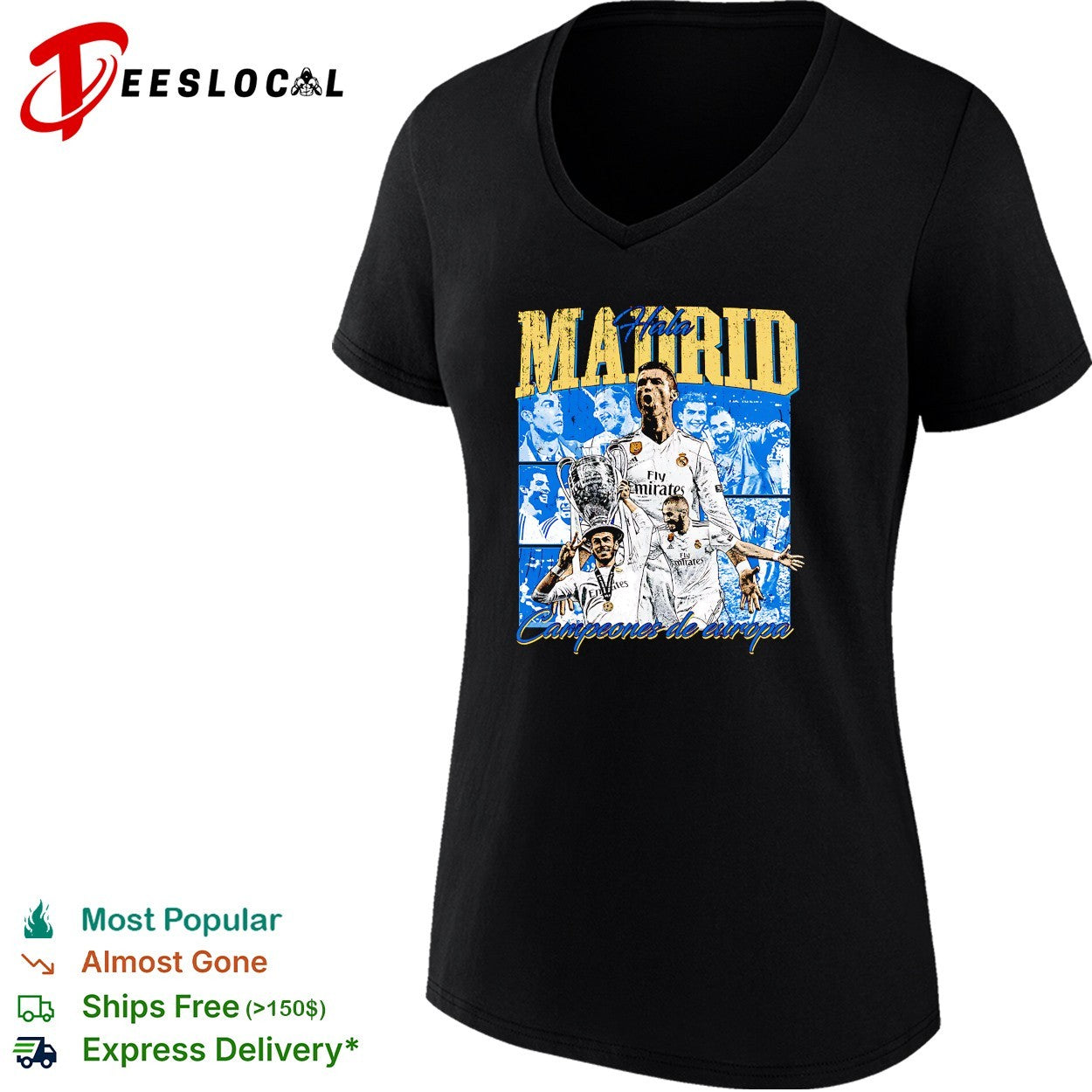 Real Madrid campeones de Europa Ronaldo Benzema portrait shirt
