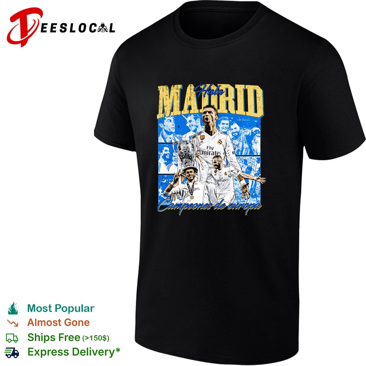 Real Madrid campeones de Europa Ronaldo Benzema portrait shirt