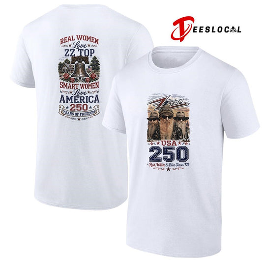Real women love ZZ Top smart women love America 250 years of freedom shirt