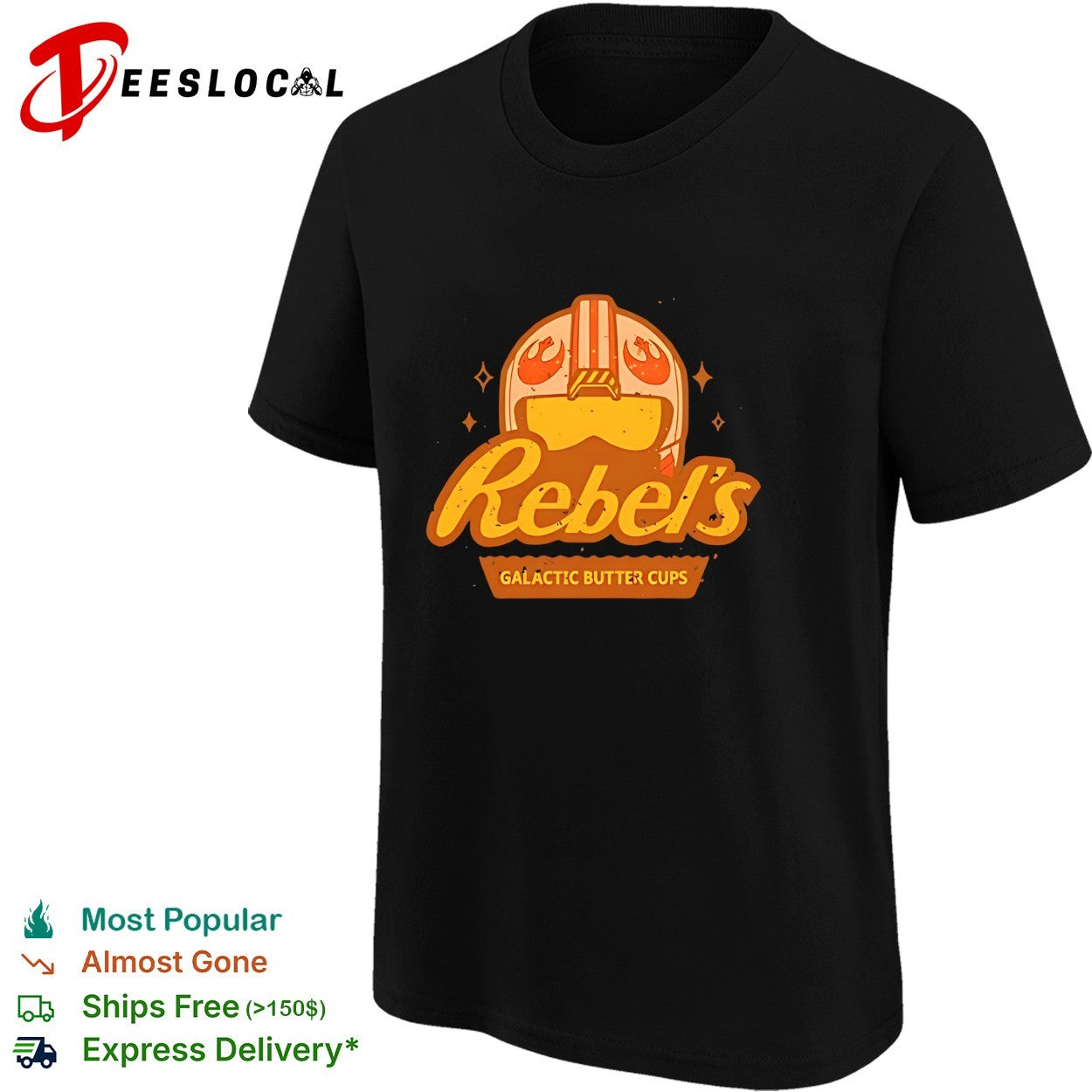 Rebel’s Galactic Butter Cups Star Wars Pilot Helmet Parody shirt