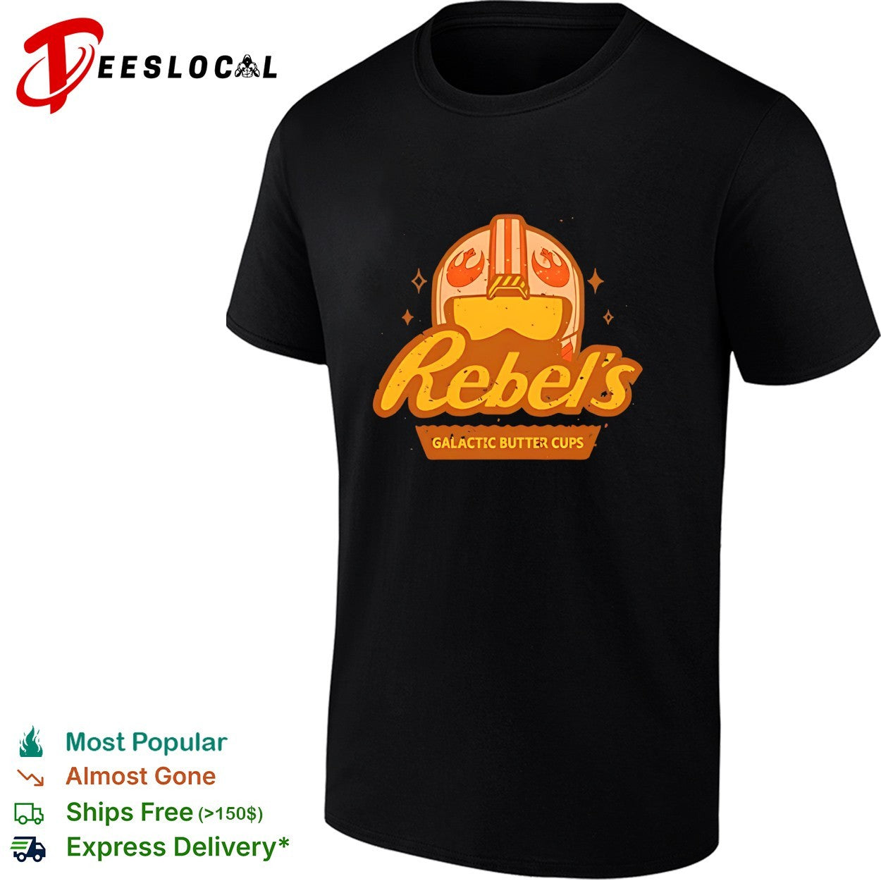 Rebel’s Galactic Butter Cups Star Wars Pilot Helmet Parody shirt