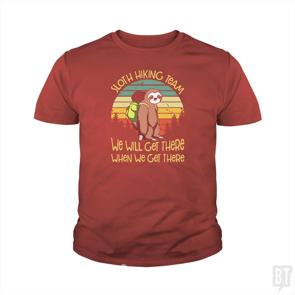 Funny Sloth Hiking Team Kids Shirt
