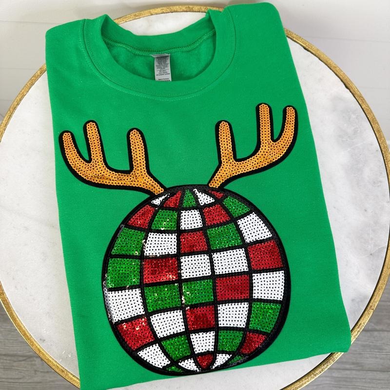 Reindeer Disco Patch Gildan Sweatshirt
