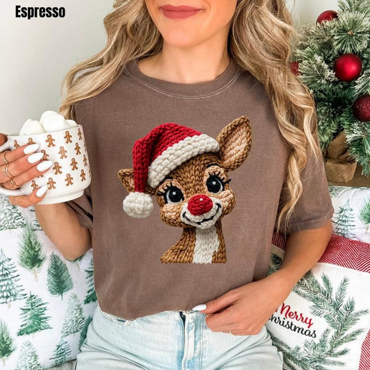 Reindeer FAKE Crochet Comfort Colors T-Shirt 'NLB'