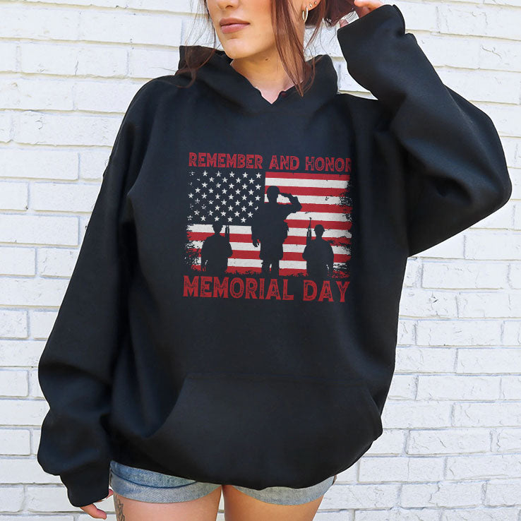 Remember And Honor Memorial Day American Flag T Shirt