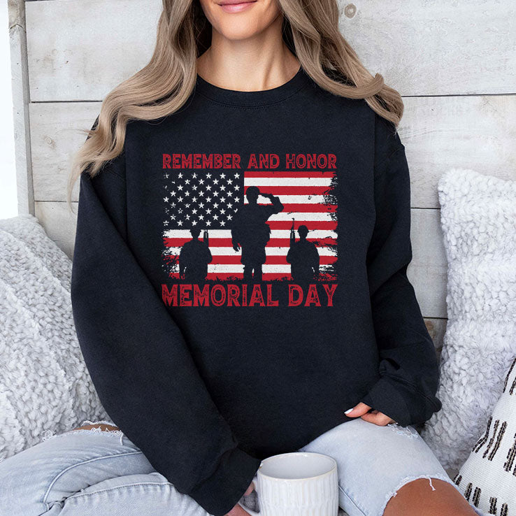 Remember And Honor Memorial Day American Flag T Shirt