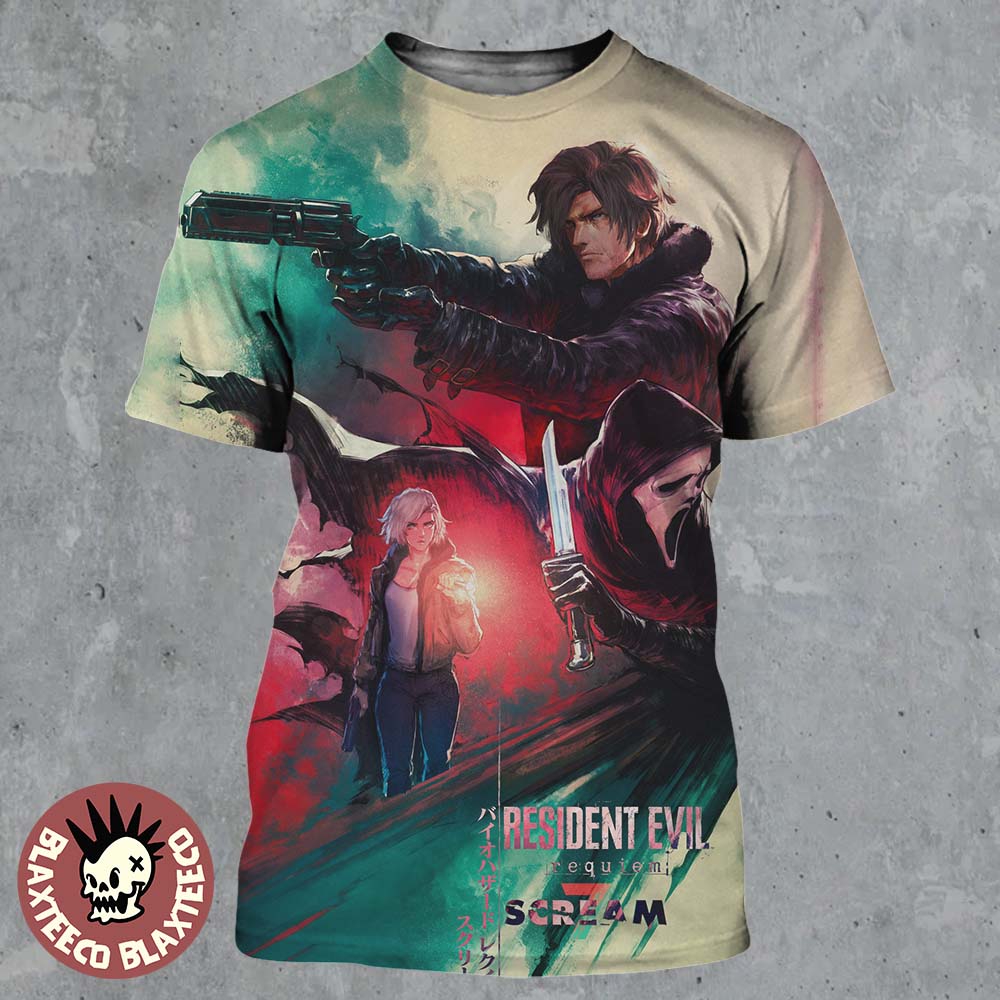 Resident Evil Requiem x SCREAM 7 Collab Poster All Over Print Shirt