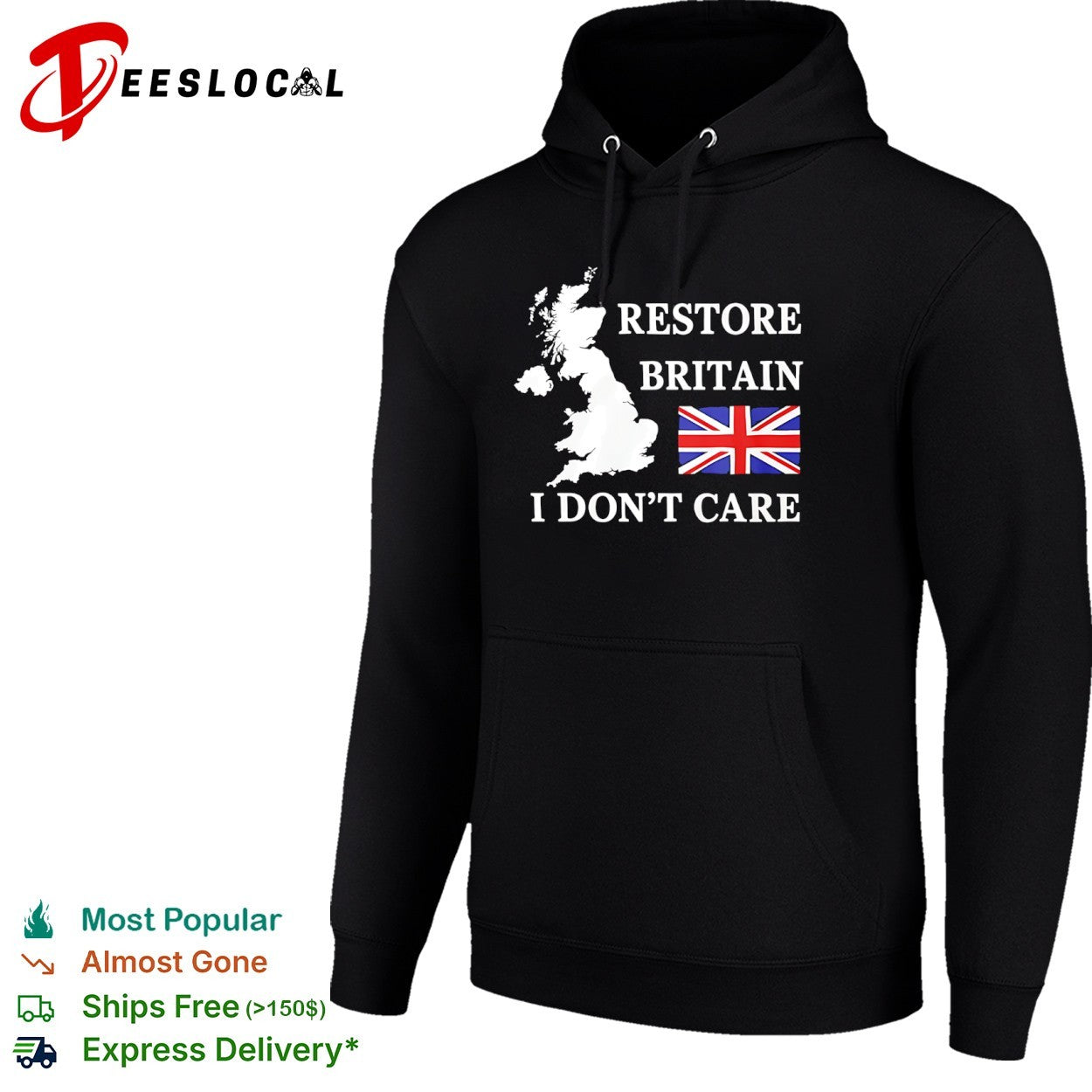 Restore Britain I dont care United Kingdom map Union Jack flag shirt