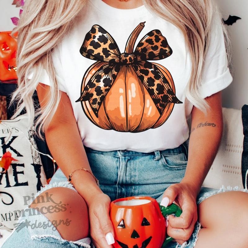 Retro Halloween Coquette Bow Spooky Mama Pumpkin Designs For Tee Shirts Sublimation Designs Trending Cheetah Designs...