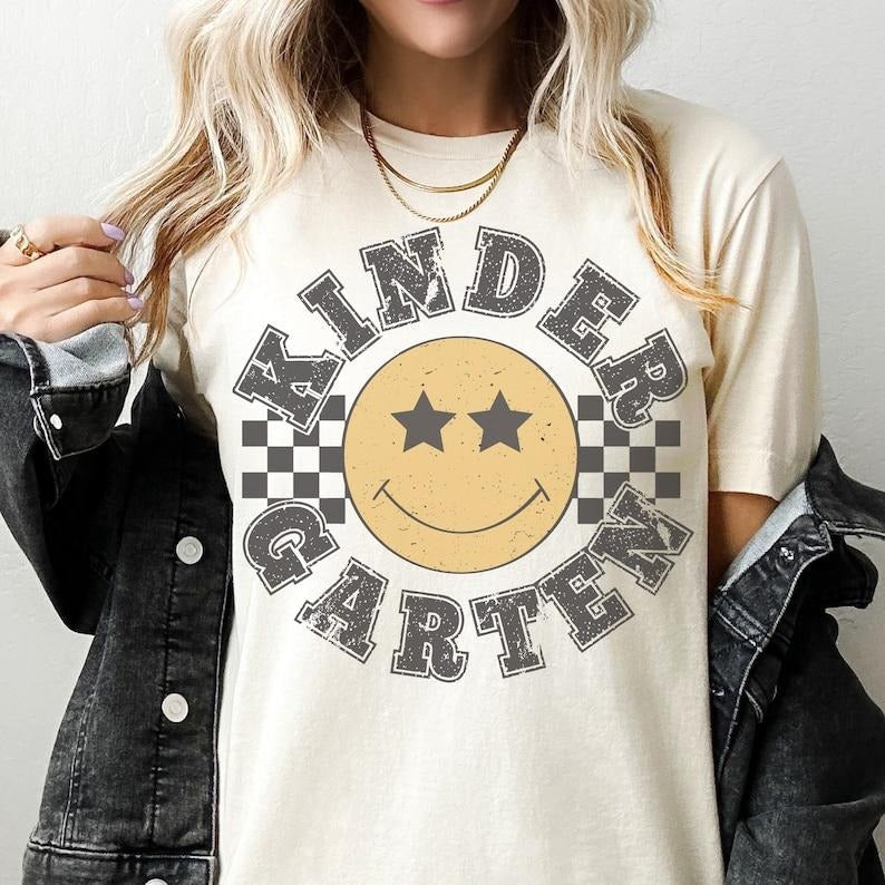 Retro Kindergarten Grade Teacher Shirt, Kinder Grade shirt, First Day of School Matching TShirt, New Teacher Gift, Teacher Squad, Vintage  T-shirt, sweater and Hoodie