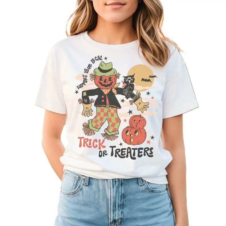 Retro Pumpkin Owl Trick Or Treat Halloween Y2k Baby Tee Y2k Shirt Halloween  T-shirt, Vintage 90s style top clothing, Unisex graphic Streetwear shirts