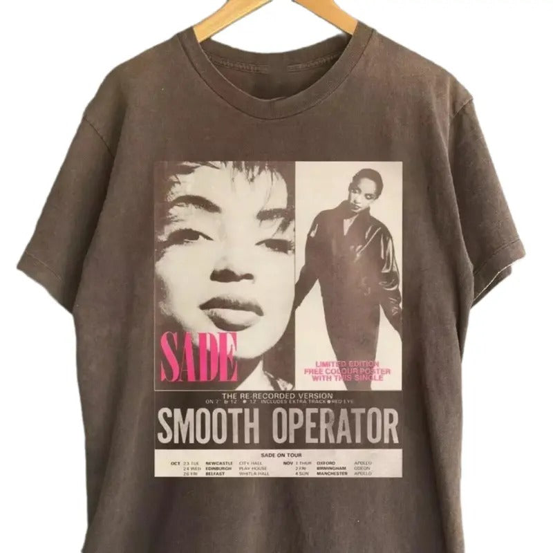 Retro Sade Adu Smooth Operator T-shirt, Sade Graphic Unisex T-shirt Short Sleeve, Best Gift for Fans