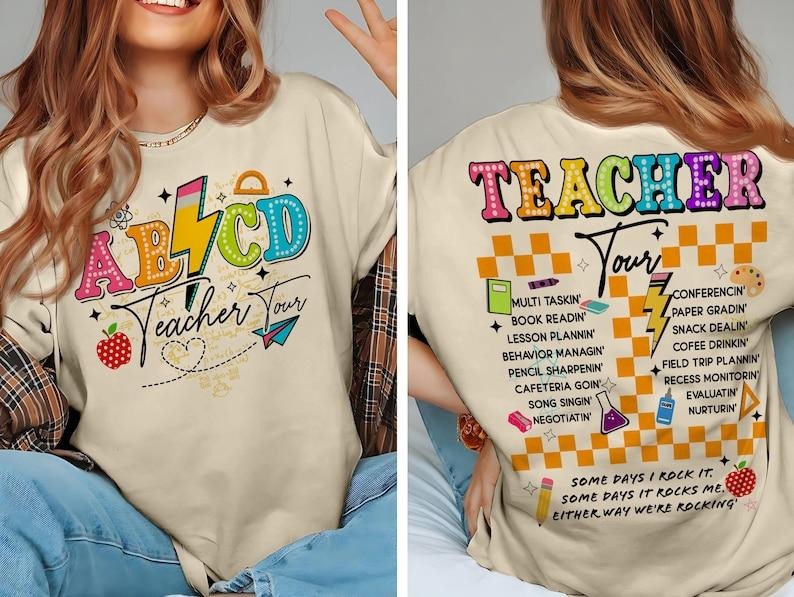 Retro Teacher T Shirt, ABCD Teacher Tour Shirt, Back To School, End of Year Pnh, Teacher Gift, Kindergarten Teacher Shirt, Elementary School