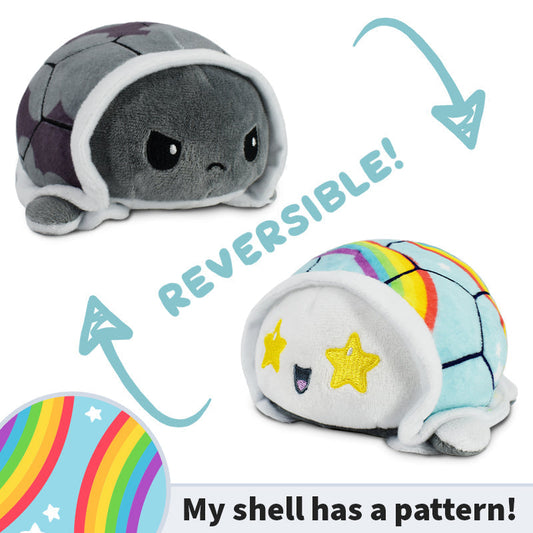 TeeTurtle Reversible Turtle Plushie (Storm Clouds Shell + Rainbows Shell)