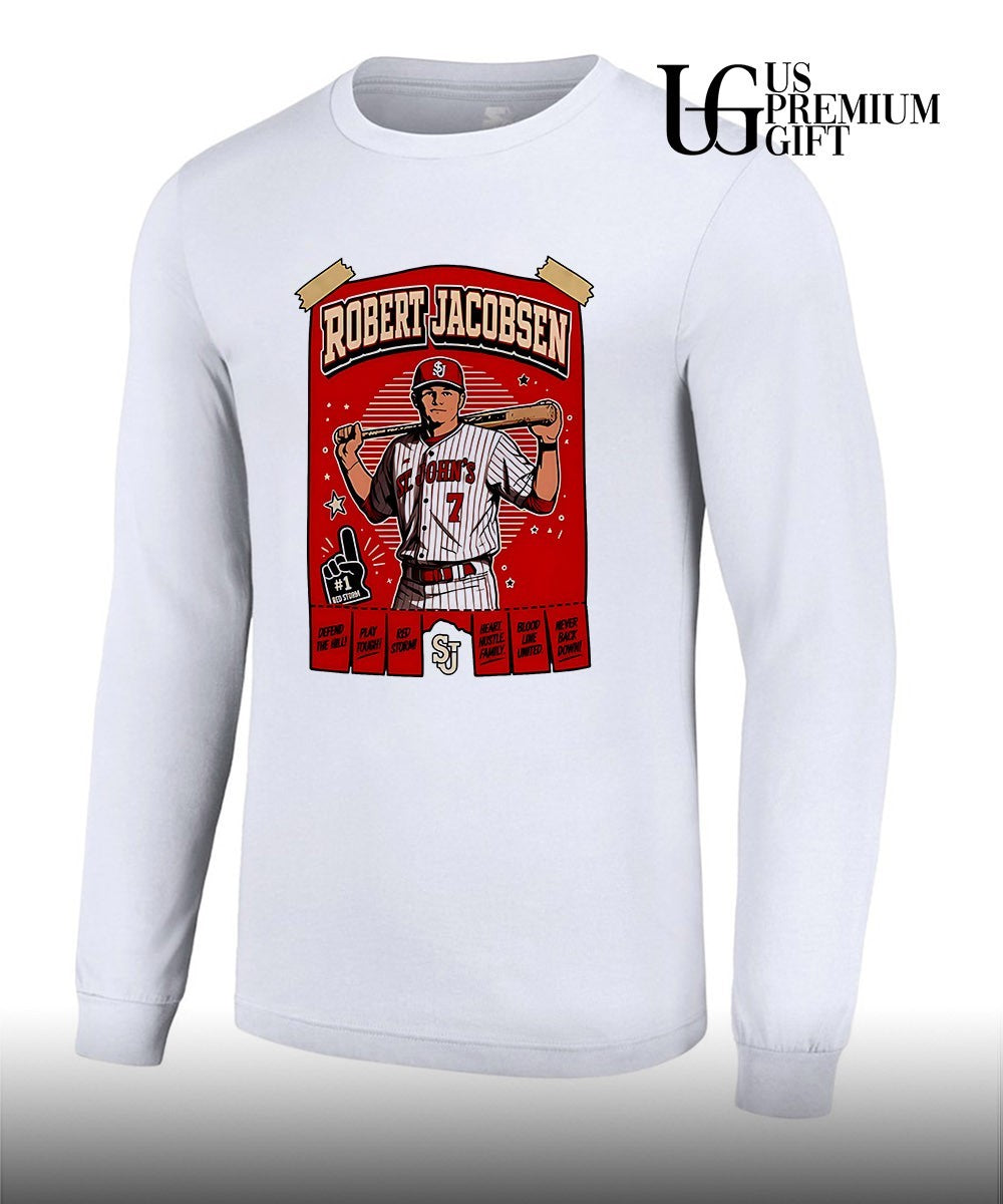 Robert Jacobsen St. Johns University baseball portrait shirt