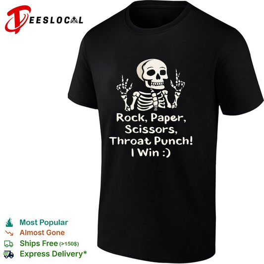 Rock Paper Scissors Throat Punch I Win Skeleton Shirt