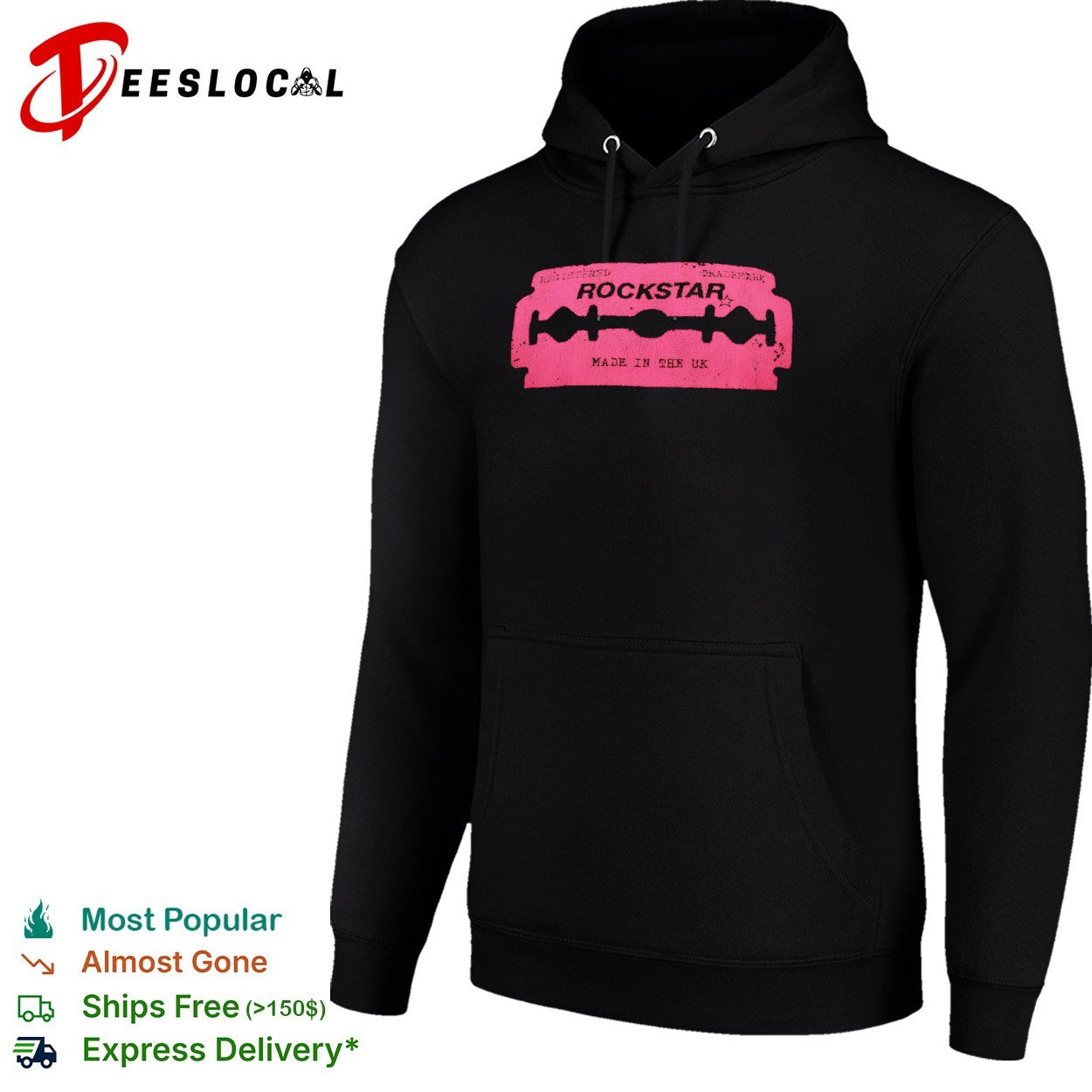 Rockstar registered trademark made in the UK razor blade shirt