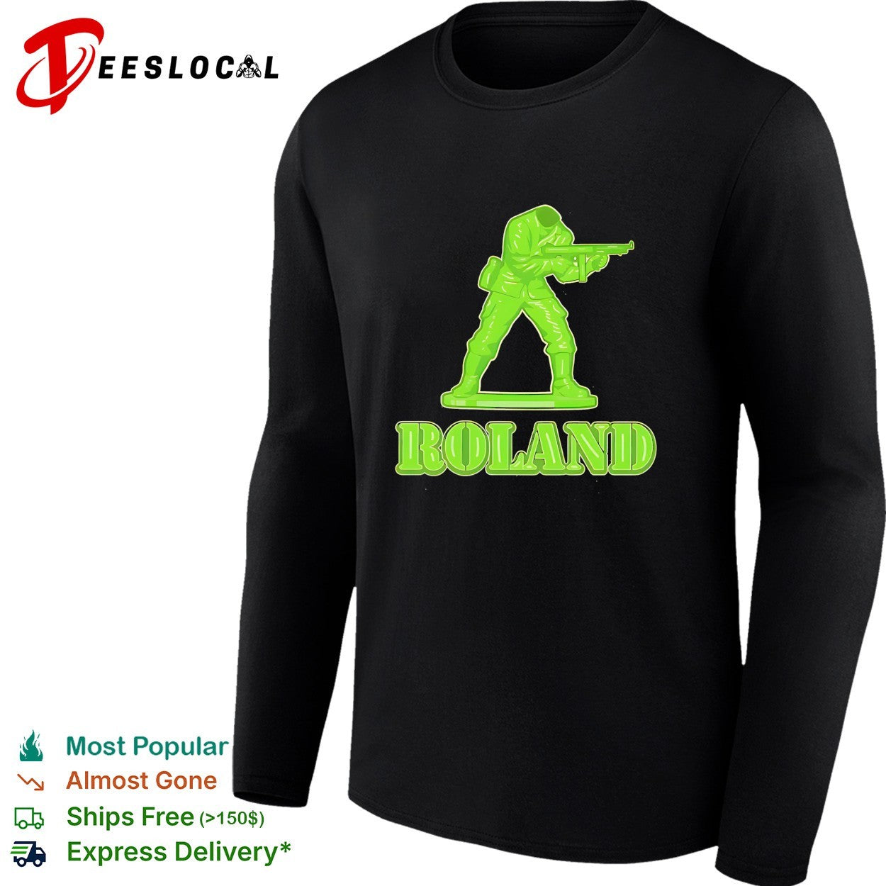 Roland army man aiming rifle shirt