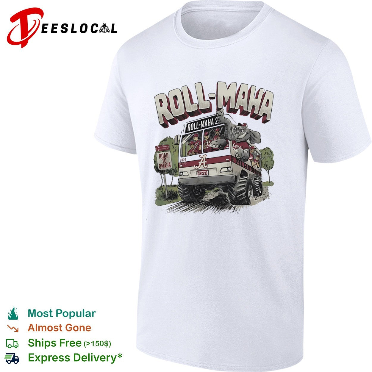 Roll-Maha Alabama Crimson Tide 2026 Road to Omaha shirt