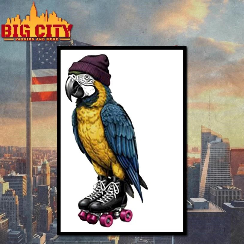 Roller skating parrot shirt