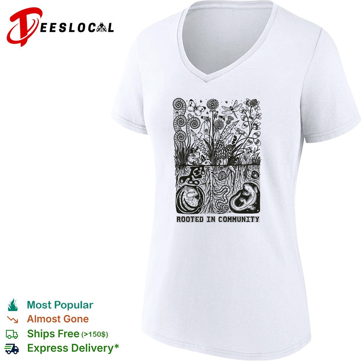 Rooted in community plants and roots shirt