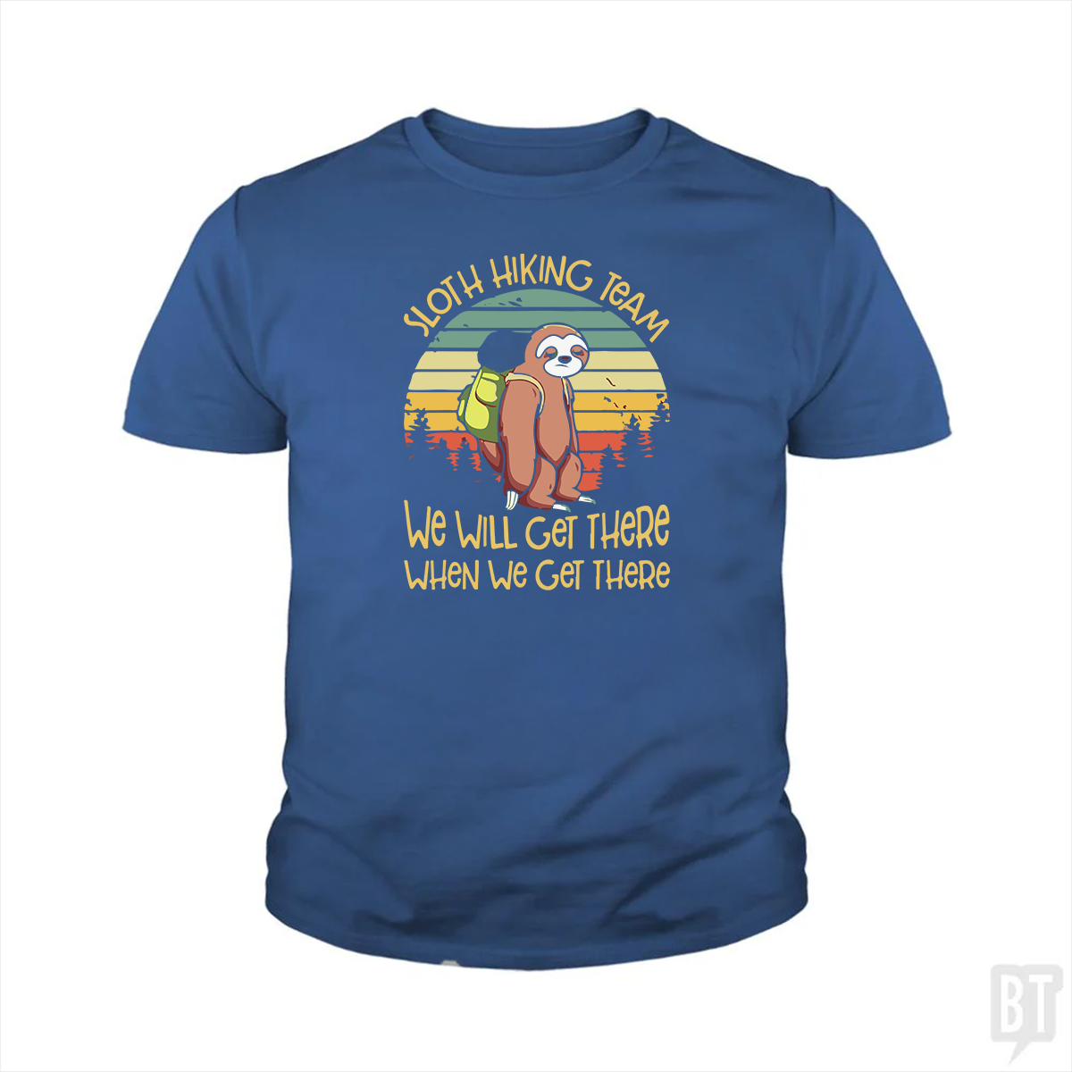 Funny Sloth Hiking Team Kids Shirt