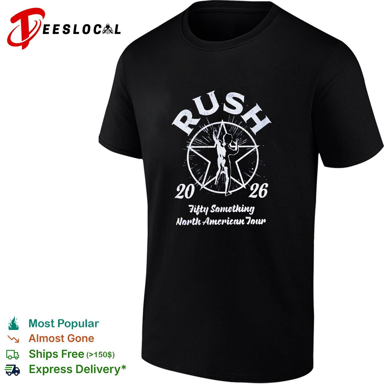 Rush 2026 Fifty Something North American Tour Starman logo music band shirt