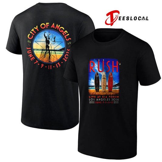 Rush Fifty Something tour Los Angeles city of Angels graphic shirt