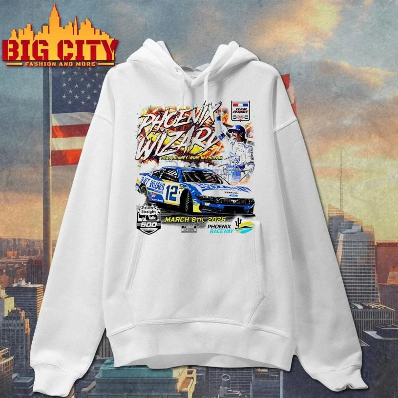 Ryan Blaney Team Penske White 2026 Straight Talk Wireless 500 Winner Shirt