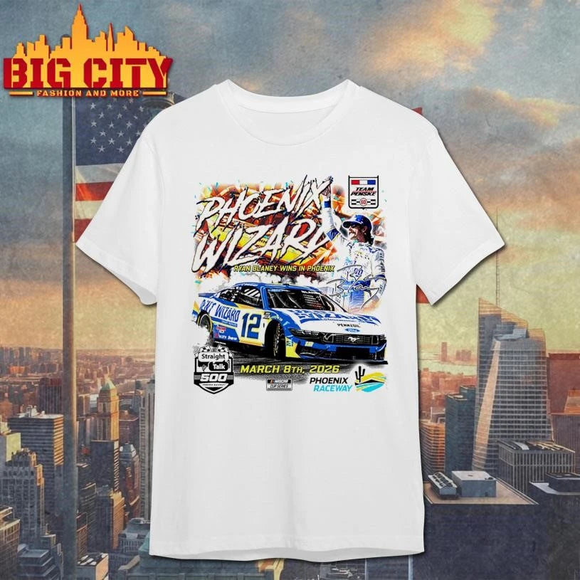 Ryan Blaney Team Penske White 2026 Straight Talk Wireless 500 Winner Shirt