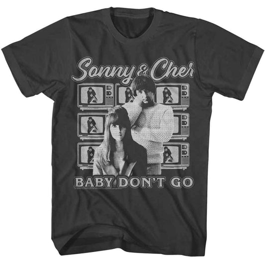 Sonny And Cher - Televisions Background - American Classics - Solid Gray Adult Short Sleeve T-Shirt (Image 1)