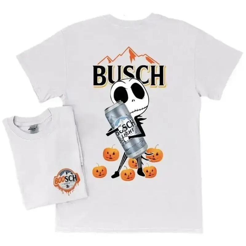 [SALE UP TO 45%] Halloween Boosch Light Tee 2 sides - Funny Halloween Skeleton Beer Shirt, Gift for Beer Lovers, Gift for Him & Her