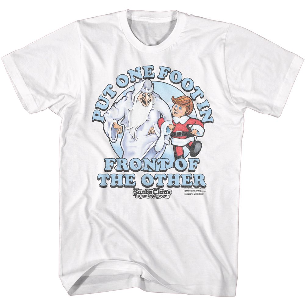 Santa Claus Is Coming To Town - One Foot In Front - Short Sleeve - Adult - T-Shirt - clothing by TeeHivey.com