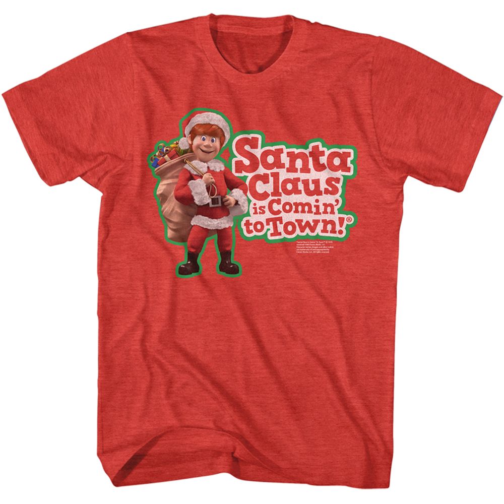 Santa Claus Is Coming To Town - Kris & Logo - Short Sleeve - Heather - Adult - T-Shirt - clothing by TeeHivey.com