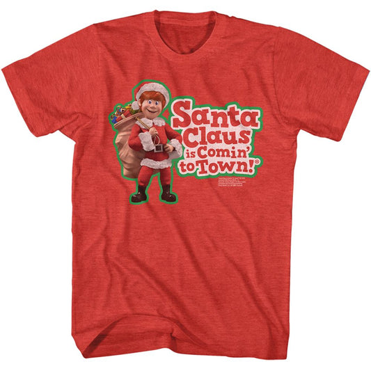 Santa Claus Is Coming To Town - Kris & Logo - Short Sleeve - Heather - Adult - T-Shirt - clothing by TeeHivey.com