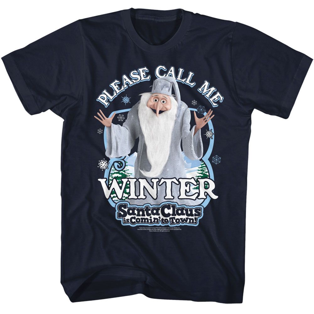 Santa Claus Is Coming To Town - Santa Winter - American Classics - Solid Blue Adult Short Sleeve T-Shirt (Image 1)