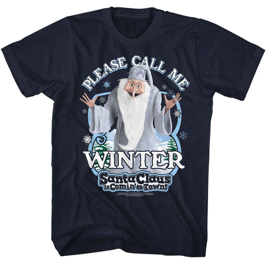 Santa Claus Is Coming To Town - Santa Winter - American Classics - Solid Blue Adult Short Sleeve T-Shirt (Image 1)