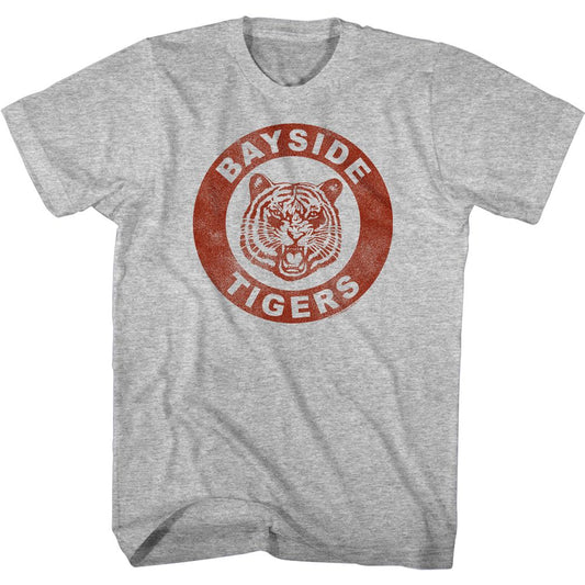 Saved By The Bell - Distressed Bayside Crest - Short Sleeve - Heather - Adult - T-Shirt - clothing by TeeHivey.com