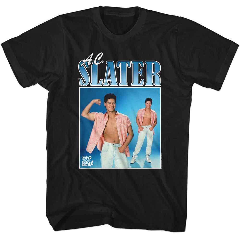 Saved By The Bell - Slater 90s Style - American Classics - Solid Black Adult Short Sleeve T-Shirt (Image 1)