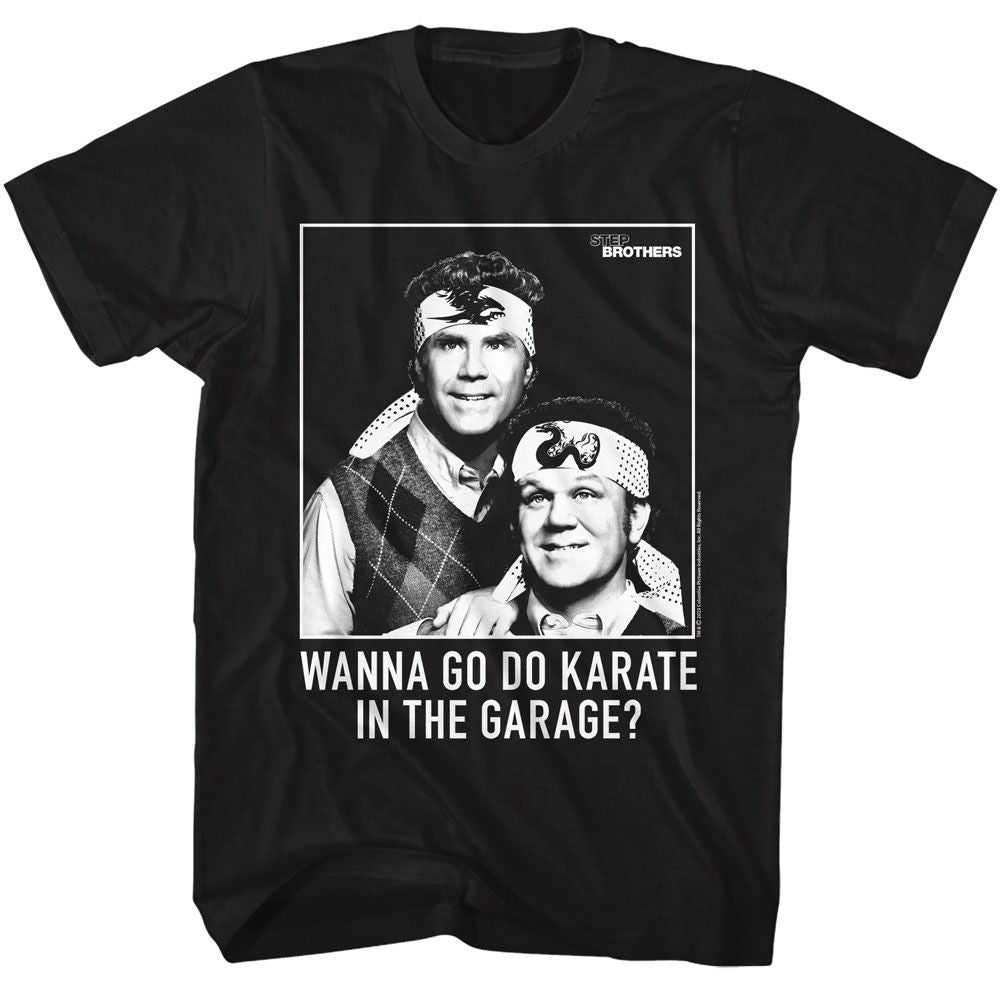 Step Brothers - Karate - Black Front Print Short Sleeve Solid Adult T-Shirt - clothing by TeeHivey.com (Image 1)