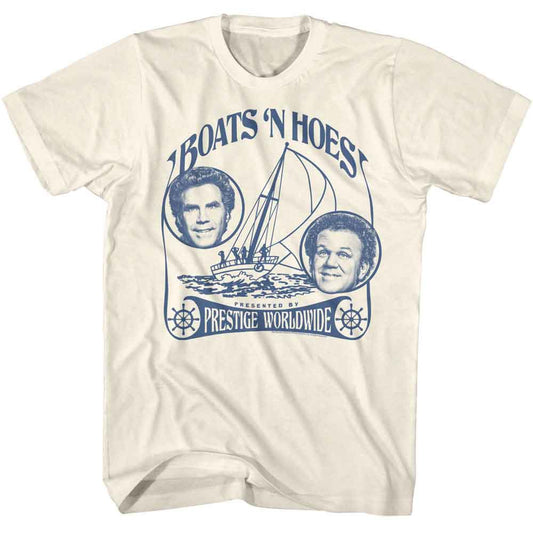 Step Brothers - Boats And Hoes Again - American Classics - Solid Off-White Adult Short Sleeve T-Shirt (Image 1)