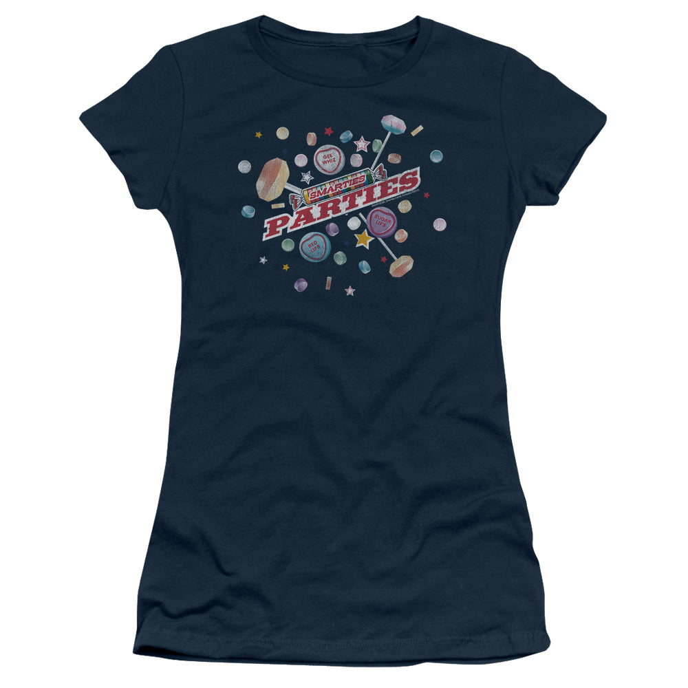 Arties Parties Junior Sheer Cap Sleeve Womens T Shirt Navy - clothing by TeeHivey.com
