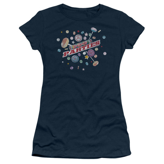 Arties Parties Junior Sheer Cap Sleeve Womens T Shirt Navy - clothing by TeeHivey.com