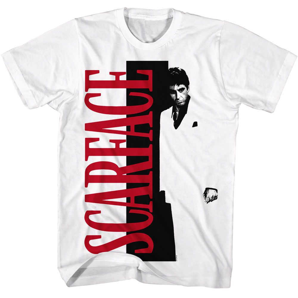 Scarface - Split - American Classics - Solid White Adult Short Sleeve T-Shirt - clothing by TeeHivey.com (Image 1)