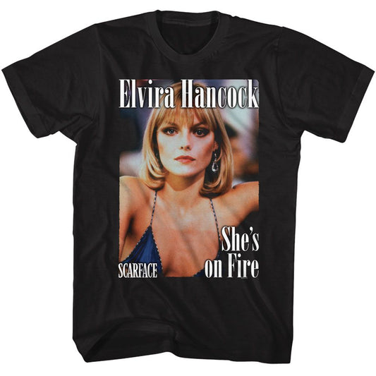 Scarface - Elvira Magazine Style - American Classics - Solid Black Adult Short Sleeve T-Shirt