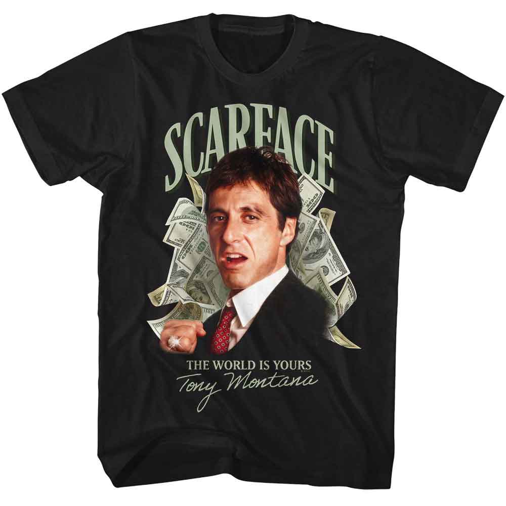 Scarface - Money - American Classics - Solid Black Adult Short Sleeve T-Shirt